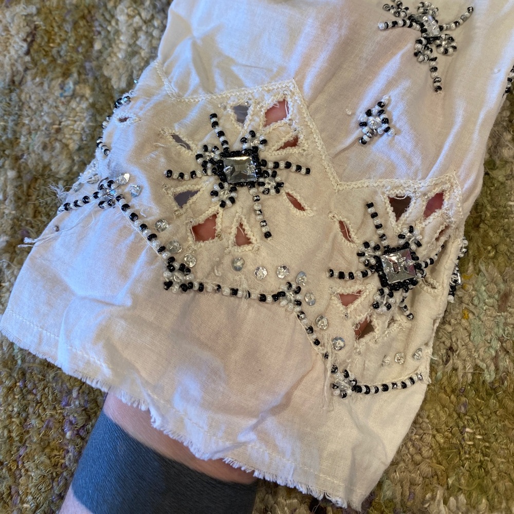 Vtg Unbranded Linen Top View 2